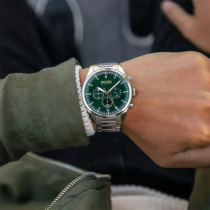 Hugo Boss Pioneer Quartz Green Dial Men's Watch - 1513868